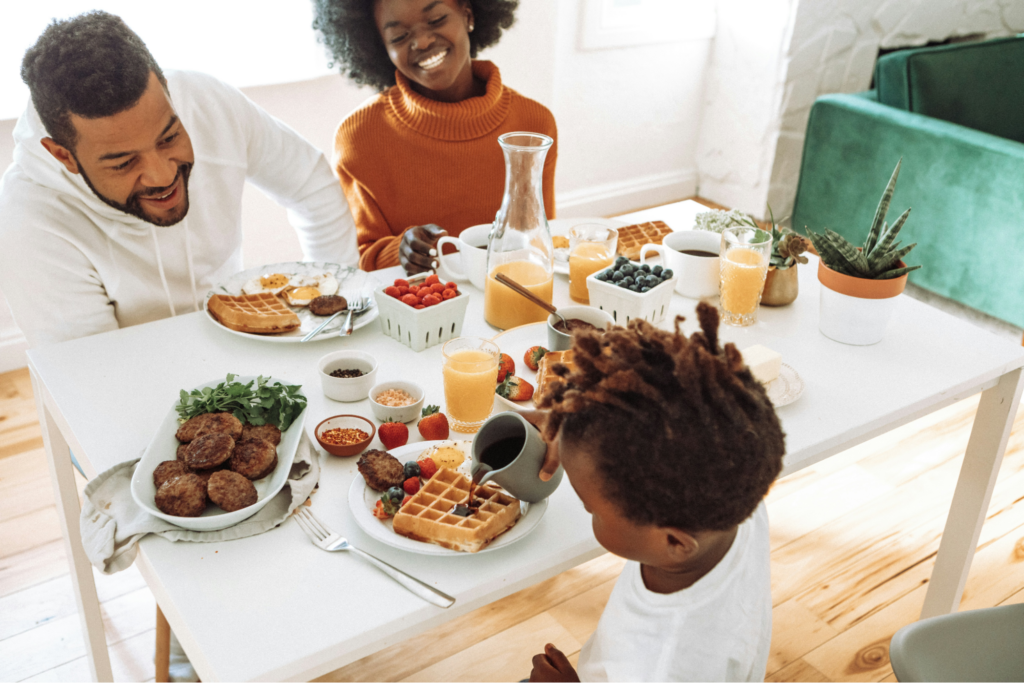 Candice always imagines the future of the home that she represents, such as this family enjoying a beautiful breakfast together.